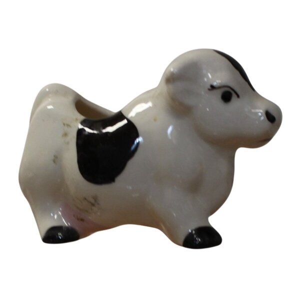 Vintage Cow Holstein Toothpick Holder White with Black Spots Japan Pink Udder - Picture 6 of 8